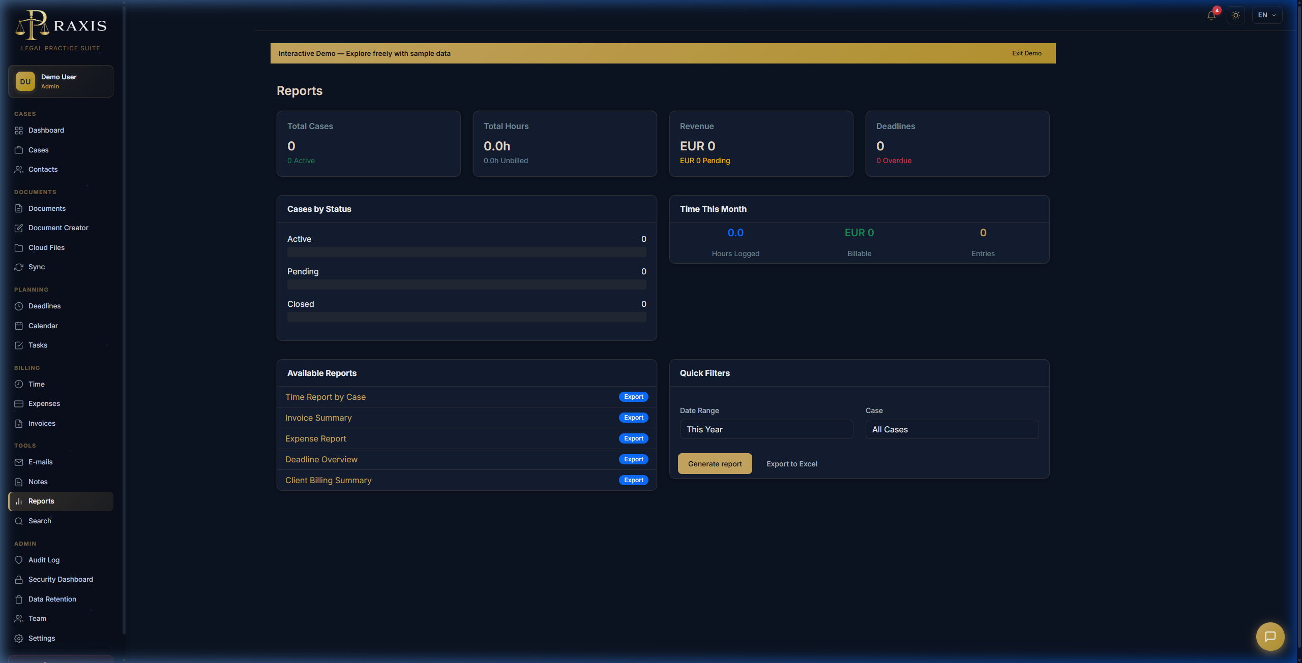 Reports page